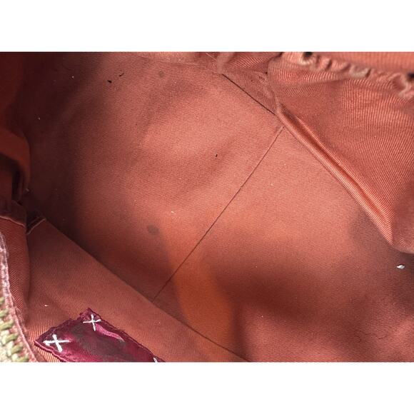 Y2K Gap Jeans 1969 Denim Hobo Shoulder Bag Brown Leather Trim Brass Zip Purse - Picture 11 of 16